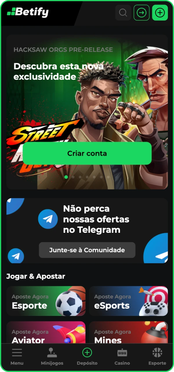 Acesse o site oficial do cassino online Betify para instalar o aplicativo no seu telefone Android.