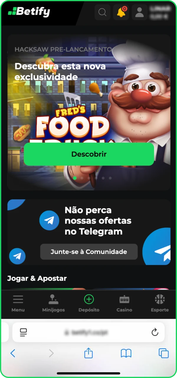 Instale o aplicativo de cassino online Betify no seu telefone iOS e jogue em qualquer lugar, a qualquer hora.