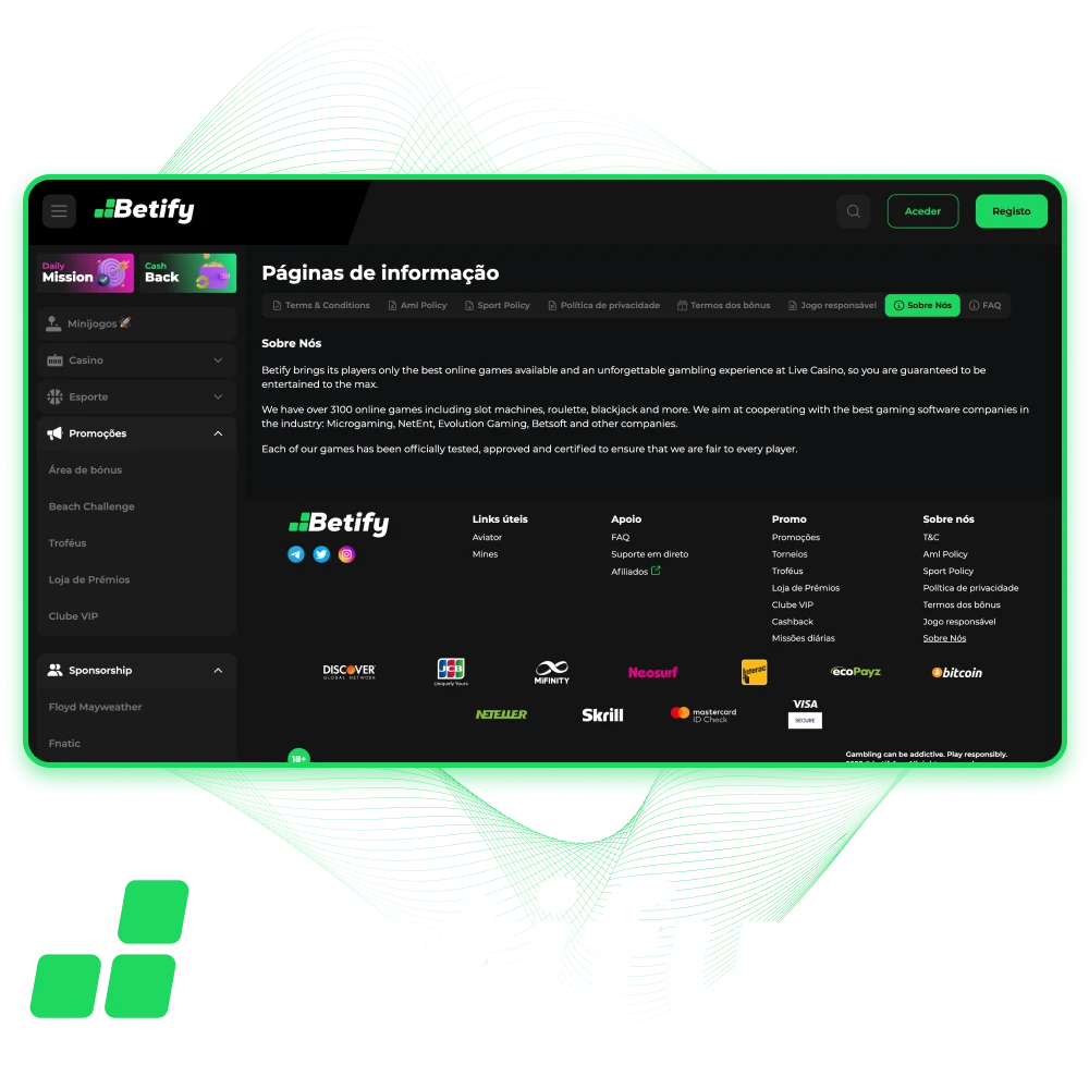 O cassino online Betify oferece aos jogadores uma ampla variedade de jogos, bônus, apostas esportivas e muito mais.