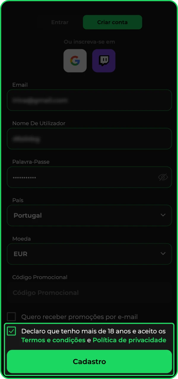 Conclua o processo de registro no cassino online Betify e faça seu primeiro depósito.